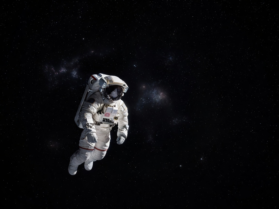 Astronaut looking over infinite space void